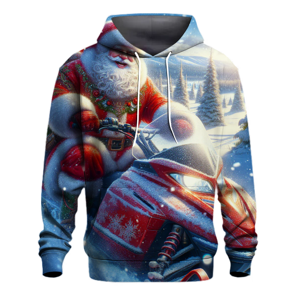 Retro Santa and Snowmobile Adventure Hoodie