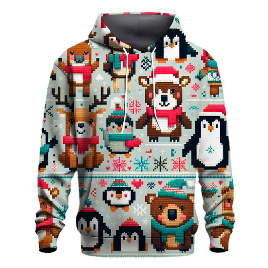 Cheerful Holiday Animal Friends Design Hoodie