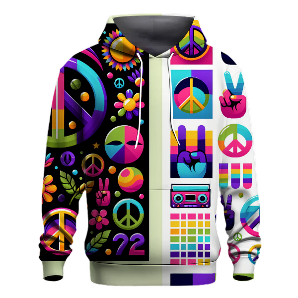 Radiant Retro Peace Signs Hoodie