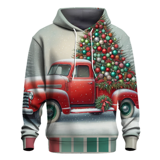 Retro Christmas Truck with Tree Hoodie