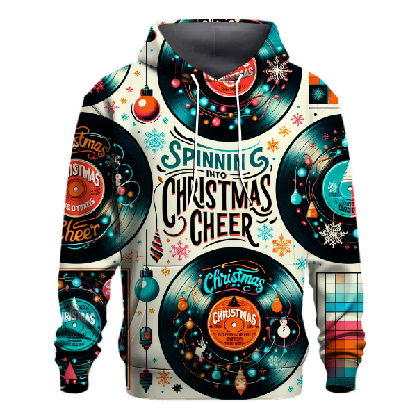 Retro Christmas Vinyl Records Hoodie