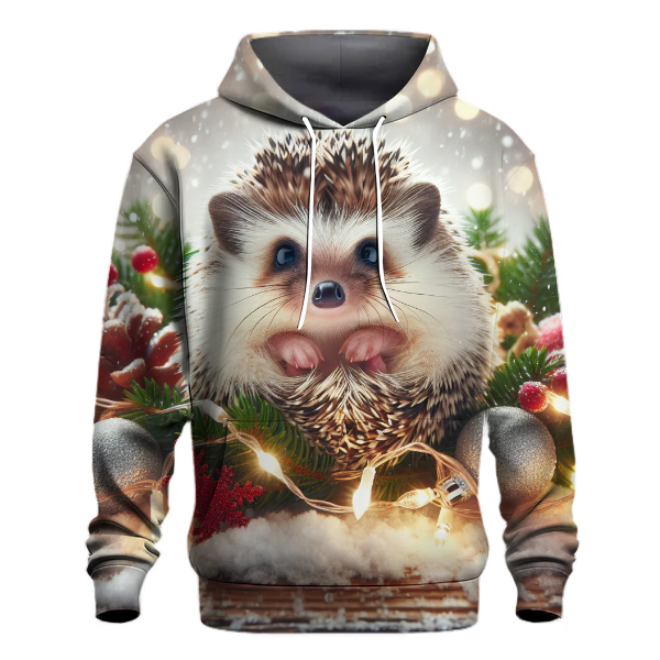 Cute Hedgehog with Christmas Lights Hoodie