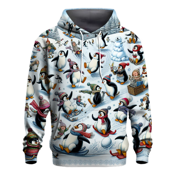 Joyful Penguins at Play Hoodie