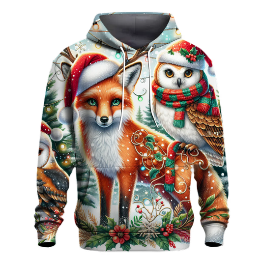 Whimsical Christmas Woodland Creatures Hoodie