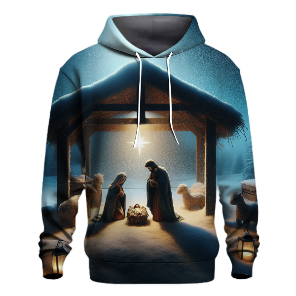 Snowy Night at the Nativity Scene Hoodie