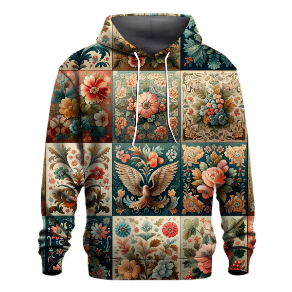 Vintage Floral Patchwork Hoodie