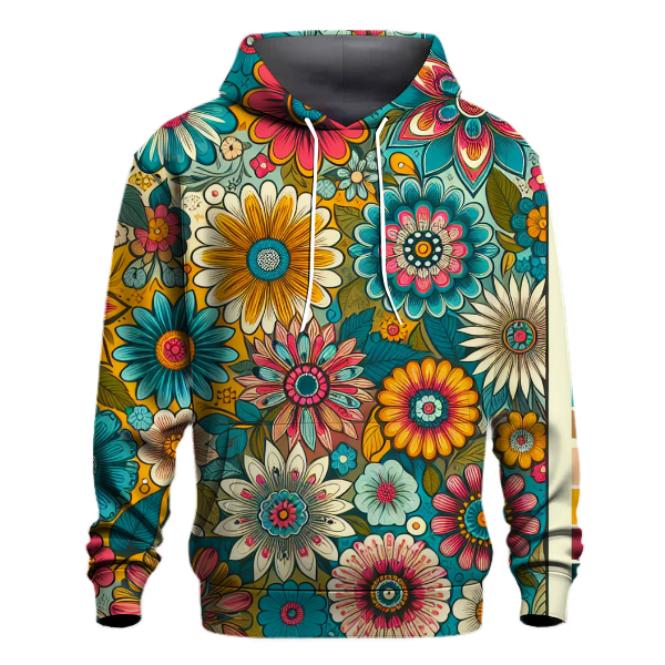 Colorful Retro Flowers Hoodie