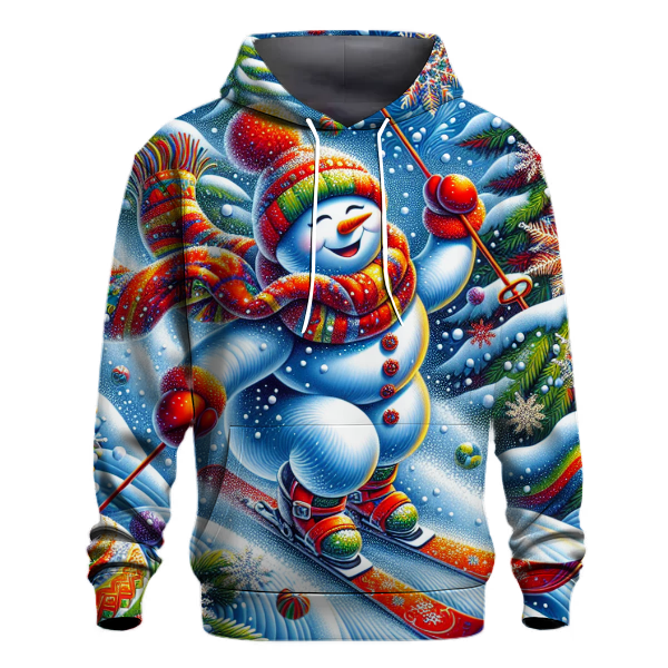 Festive Skiing Snowman Adventure Hoodie