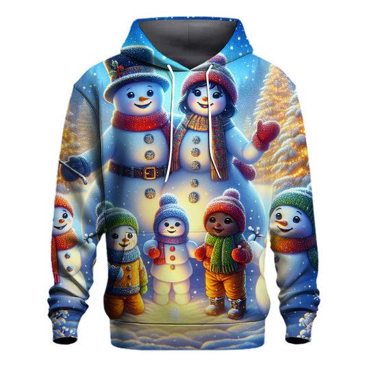 Cute Snowman Family with Scarves Hoodie