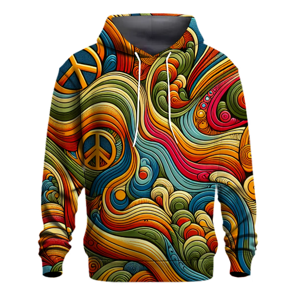 Groovy Peace Sign Waves Hoodie