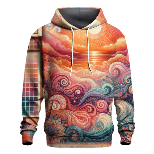 Coral Sunset Serenade Hoodie