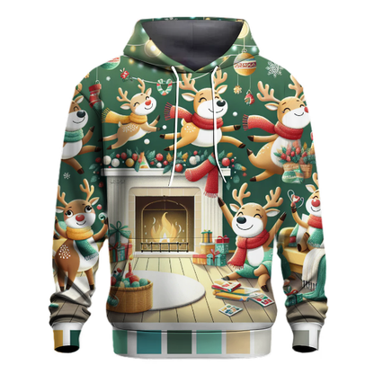 Joyful Reindeer Antics Hoodie