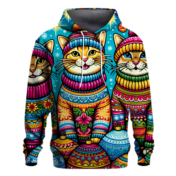 Funky Holiday Sweater Cats Hoodie