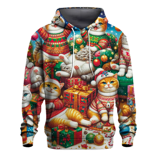 Christmas Puns and Playful Cats Hoodie