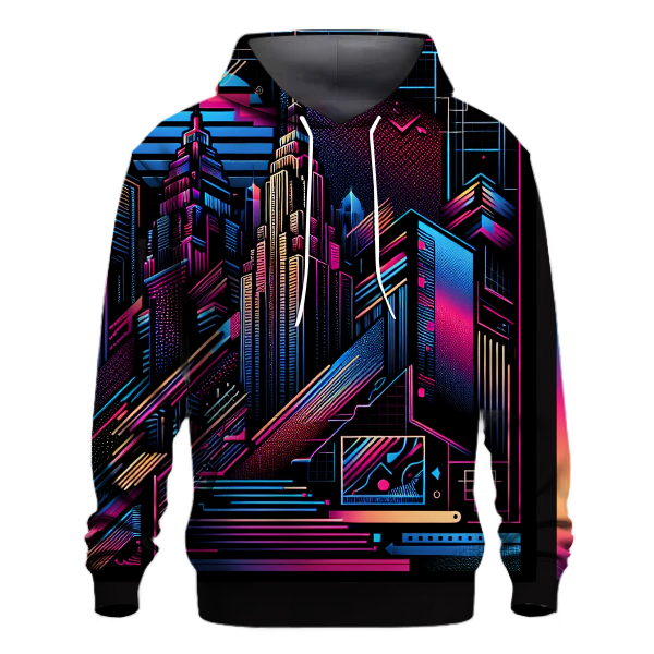 Neon Skyline Design Hoodie