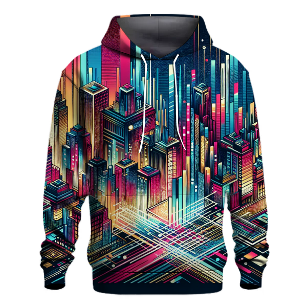 Techno Cityscape Design Hoodie Pullover Hoodies