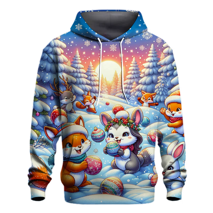 Snowy Friends Snowball Fight Hoodie