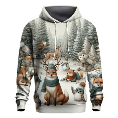 Frosty Forest Creatures Gathering Hoodie