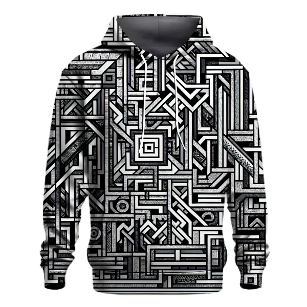 Geometric Monochrome Maze Hoodie