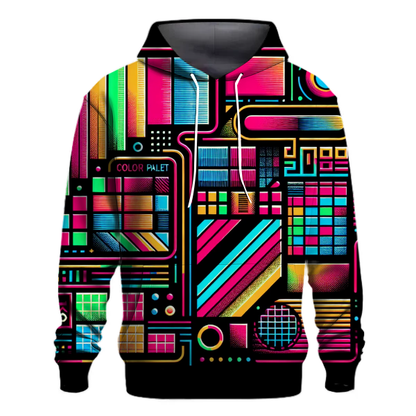 Neon Geometric Wave Hoodie