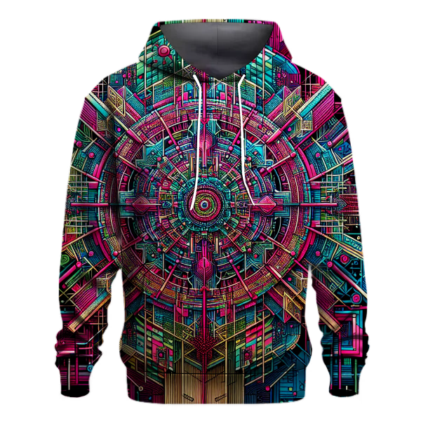 Geometric Neon Grids Hoodie