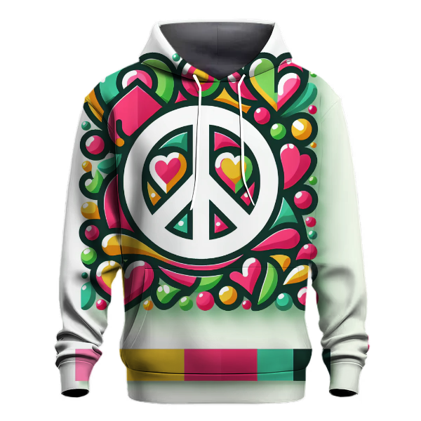 Funky Peace and Love Symbols Hoodie