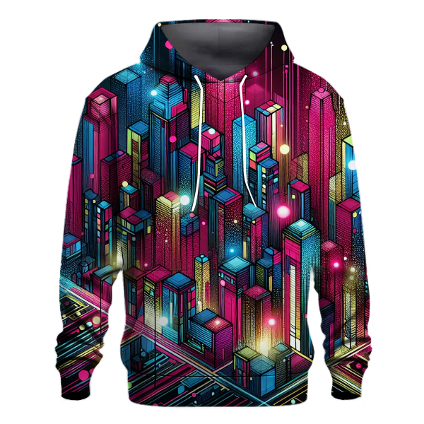 Neon Light Cityscape Hoodie