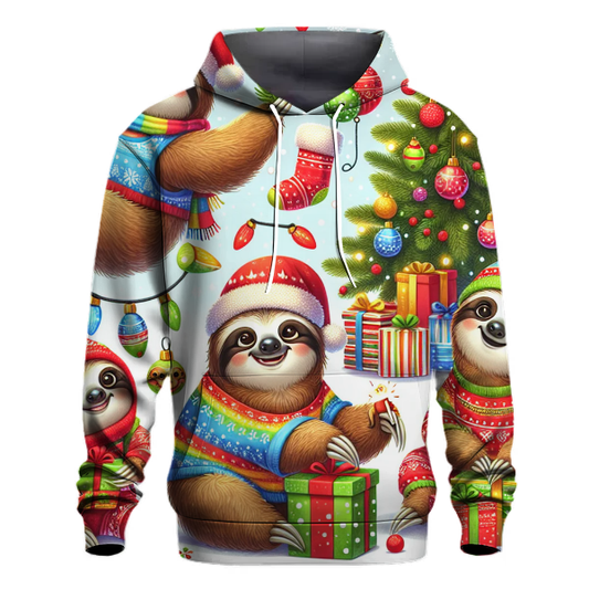 Funky Holiday Sloth Squad Hoodie