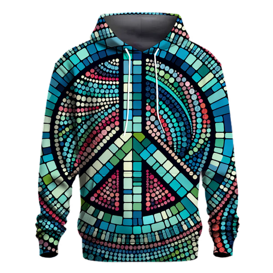 Chic Peace Sign Mosaic Hoodie