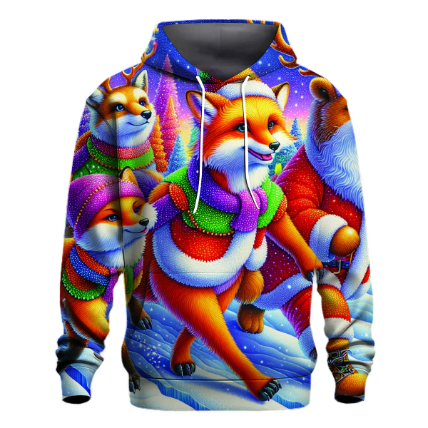 Whimsical Christmas Animals Parade Hoodie