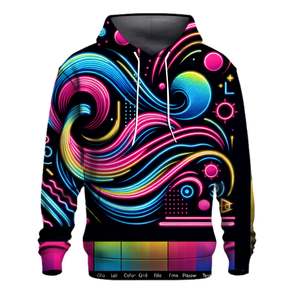 Neon Abstract Waves Hoodie