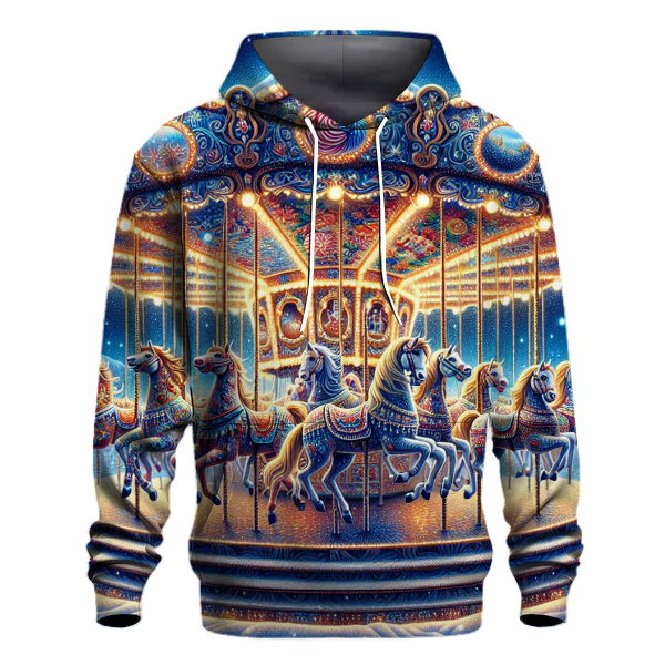 Whimsical Christmas Carousel Hoodie Lightweight Hoodies