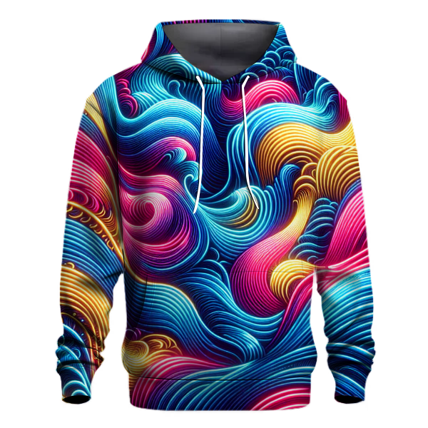 Vibrant Neon Waves Hoodie Hoodies Fashion