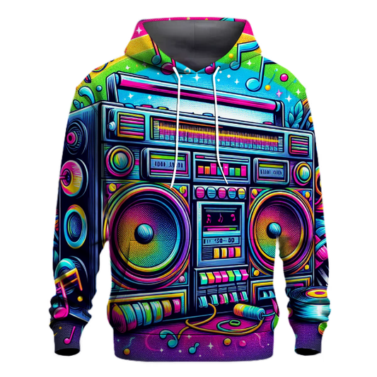 Retro Boombox Blast Hoodie Premium Hoodies