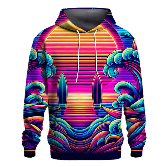 Neon Wave Surfing Hoodie