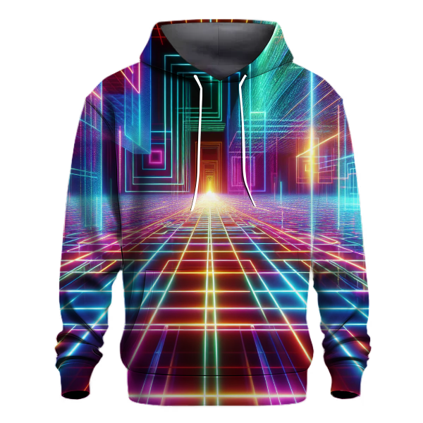 Futuristic Neon Gridscape Hoodie