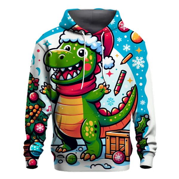 Joyful Christmas Dino Hoodie