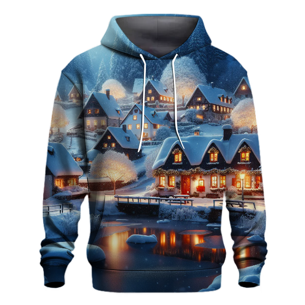 Snowy Village Holiday Scene Hoodie