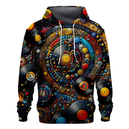 Vinyl Records and Music Notes Hoodie