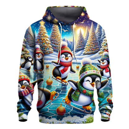 Christmas Penguins Ice Skating Hoodie