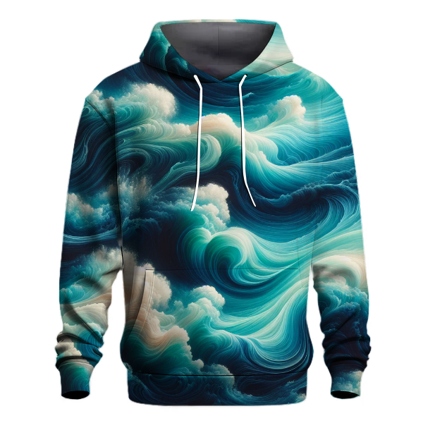 Turquoise Tidal Wave Tie-dye Design Hoodie