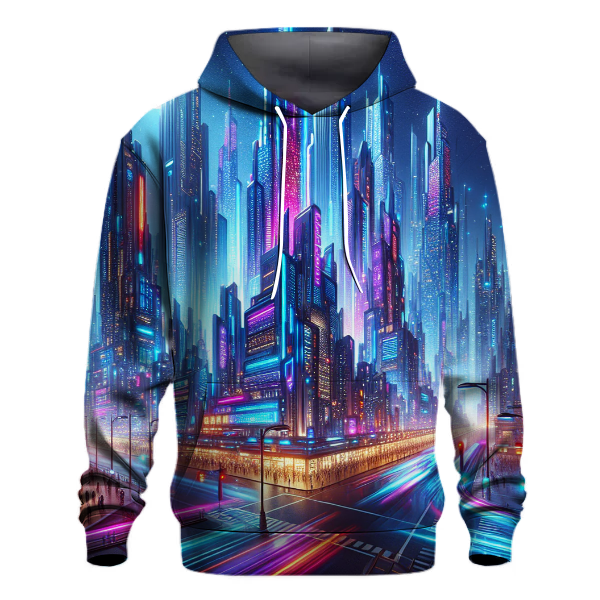 Futuristic Neon Cityscape Hoodie