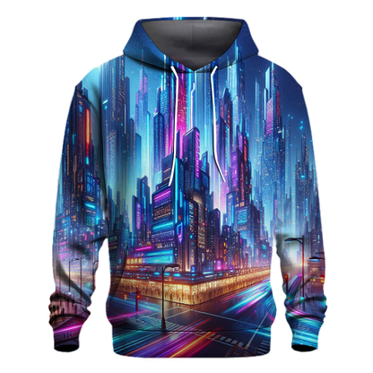 Futuristic Neon Cityscape Hoodie