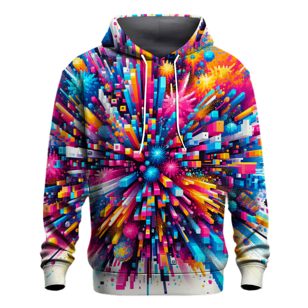 Neon Pixel Explosion Hoodie