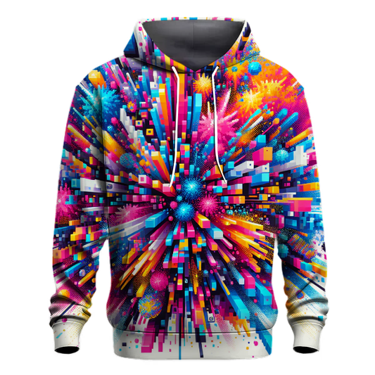 Neon Pixel Explosion Hoodie