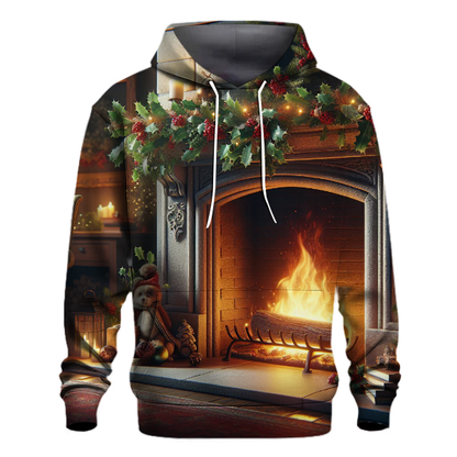 Jolly Yule Log Fireplace Hoodie