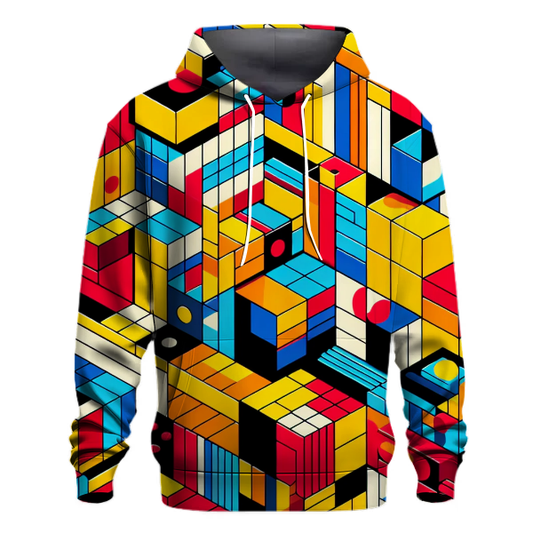 Vibrant Retro Geometric Blocks Hoodie Printed Hoodies