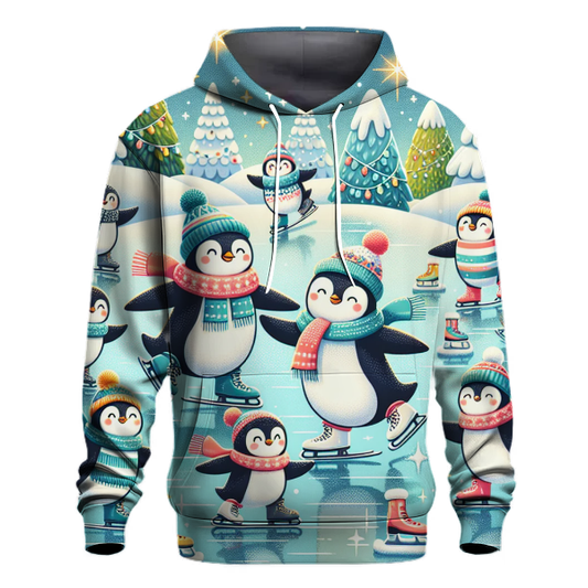 Festive Penguins on Ice Hoodie