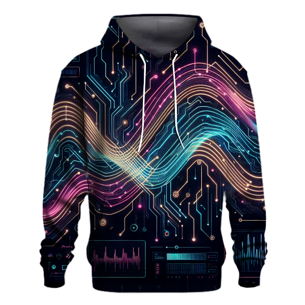 Neon Circuit Waves Hoodie