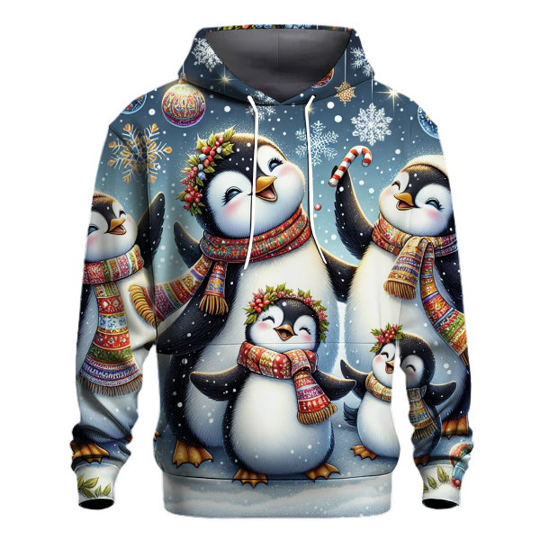 Winter Joy with Penguin Family Hoodie